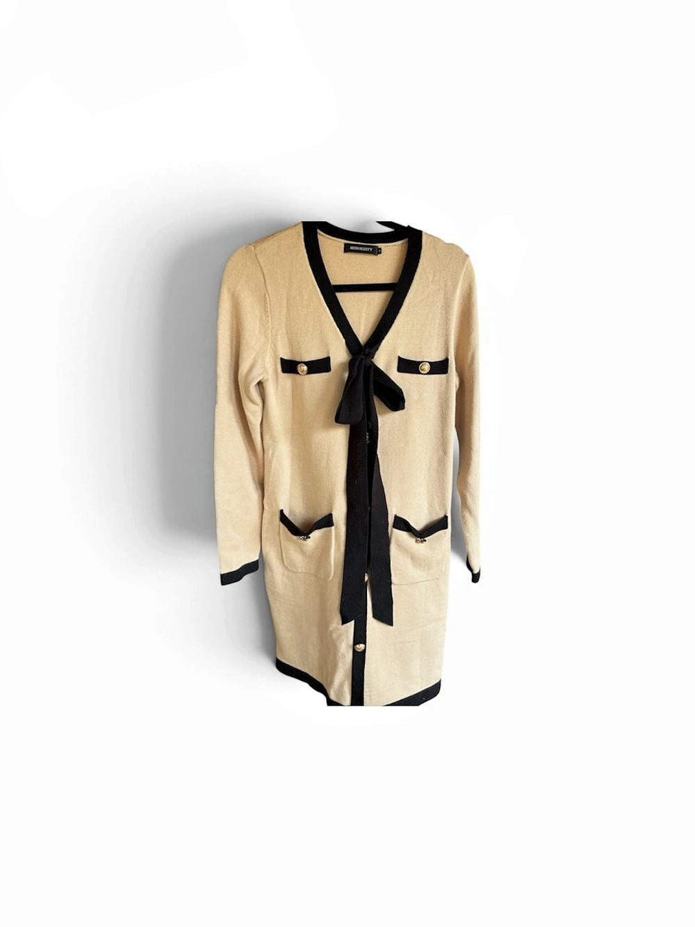 Long Beige & Black Cardigan Like New